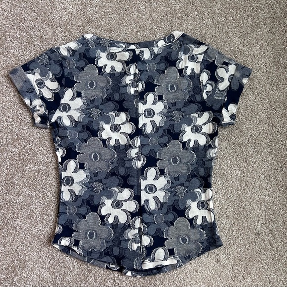 Anthropologie Pilcro XS Blue Floral Henley Shirt Textured Short Sleeve NWT - Picture 8 of 8